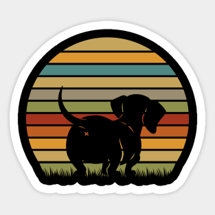 Vintage Retro Dachshund Wiener Sunset Sticker